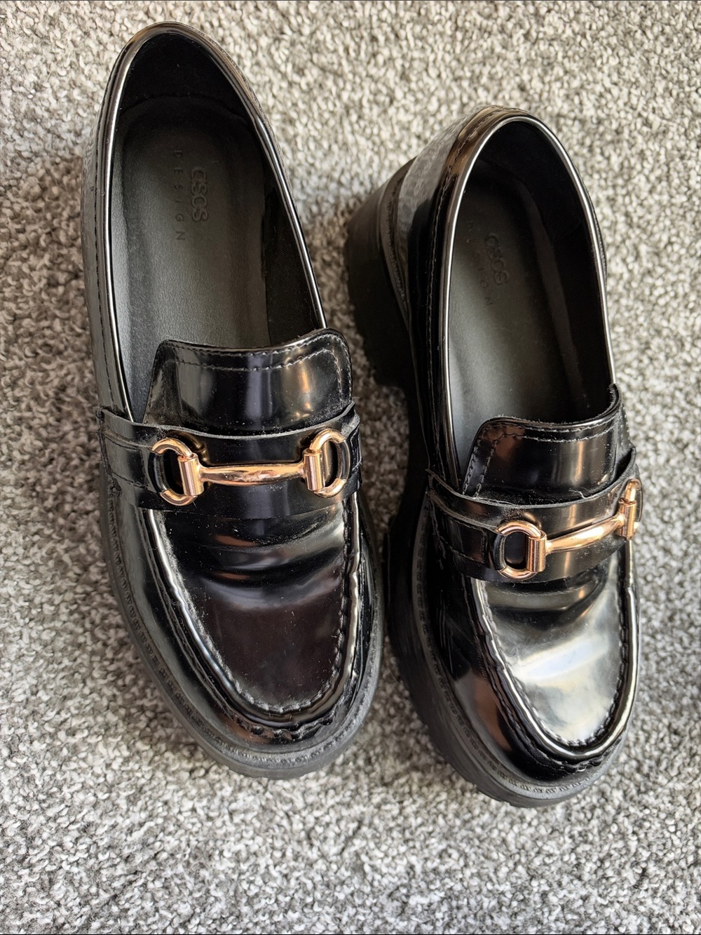 Black Women’s Leather Platform Loafers